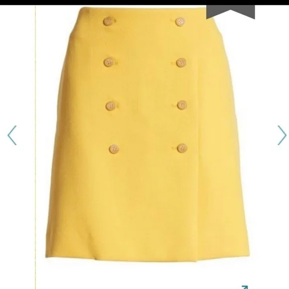 Nordstrom 1901 Yellow Rod Double Button Front Mini Skirt Size 2 - Picture 2 of 9